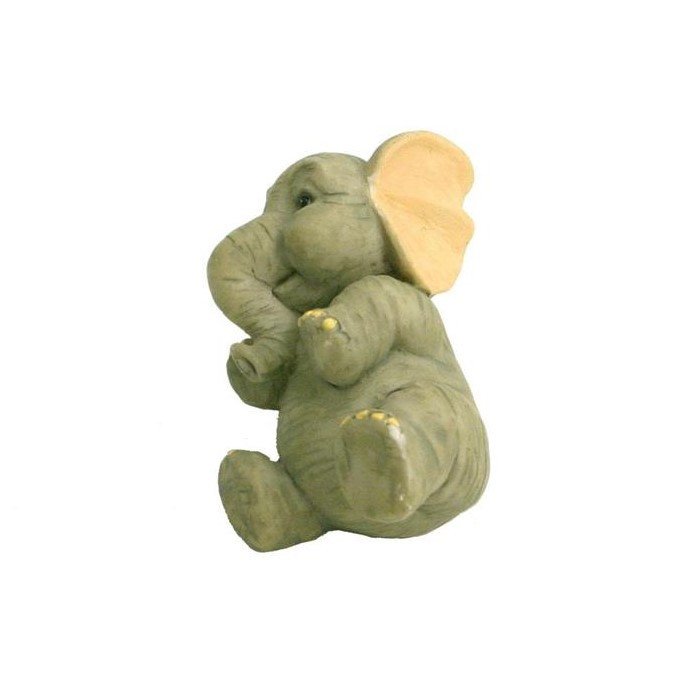Linfalk Knopp poly resin sittande elefant 26202-70