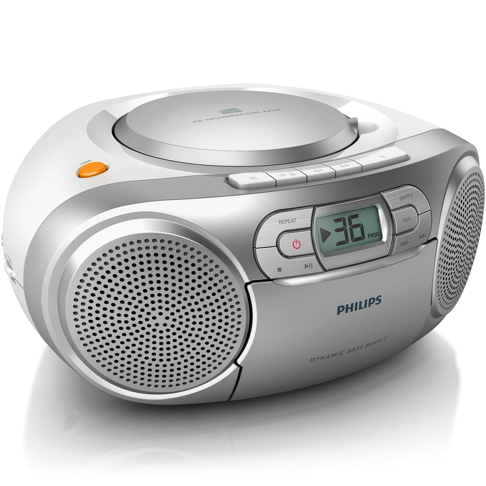 Läs mer om Philips Boombox CD/FM-radio/Kassett Silver-grå