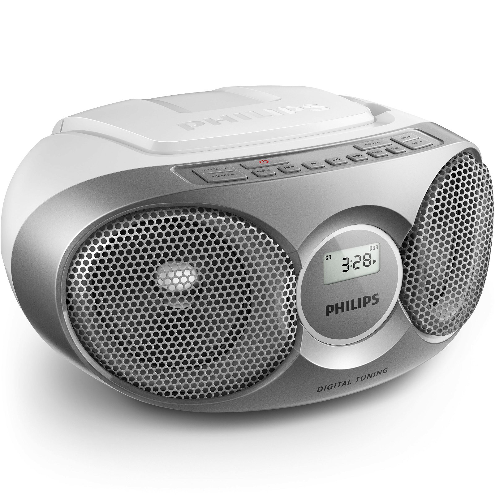 Läs mer om Philips Boombox CD/FM-radio Silver