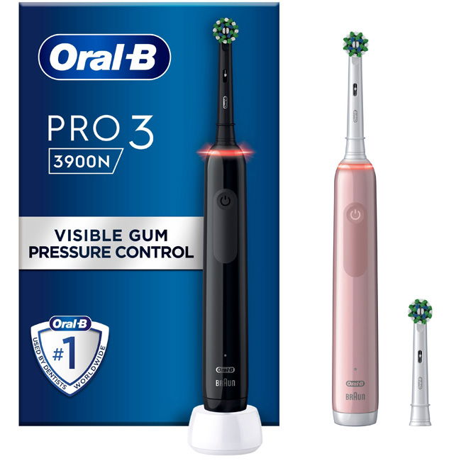 Läs mer om Oral B Eltandborste Pro3 3900N Black CA + Pink CA