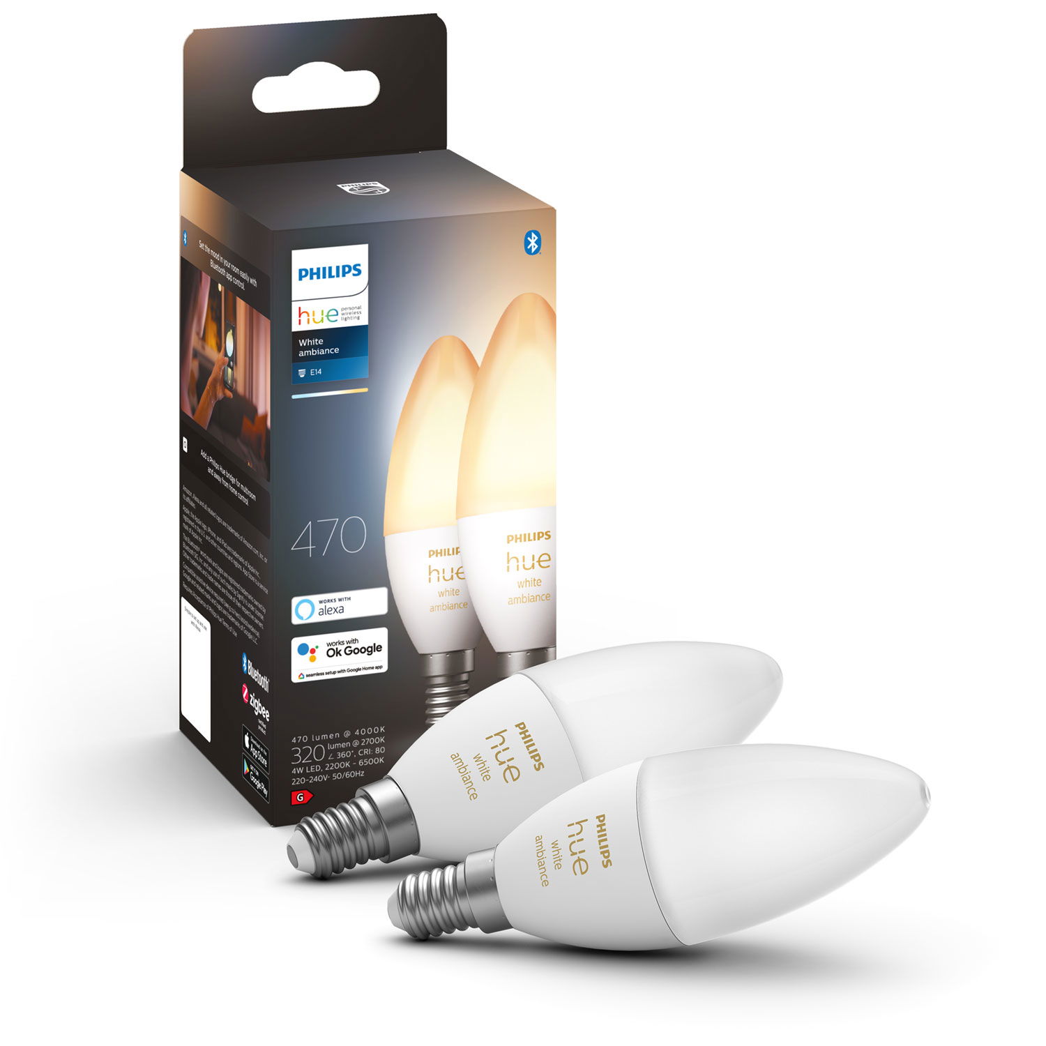 Läs mer om Philips Hue White Ambiance E14 Kron 2-pack