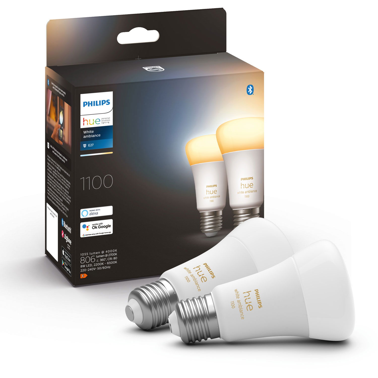 Läs mer om Philips Hue White Ambiance E27 A60 1100lm 2-pack