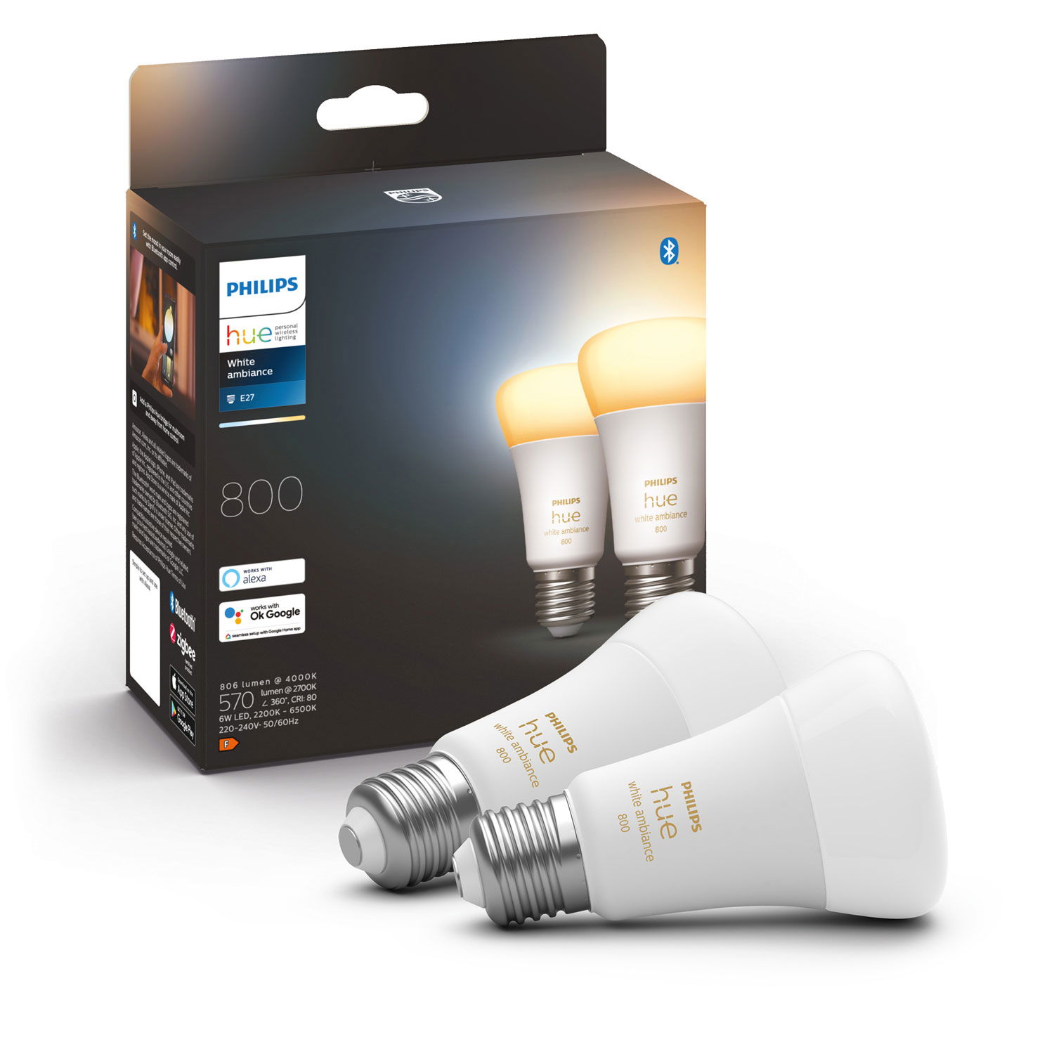 Läs mer om Philips Hue White Ambiance E27 2-pack