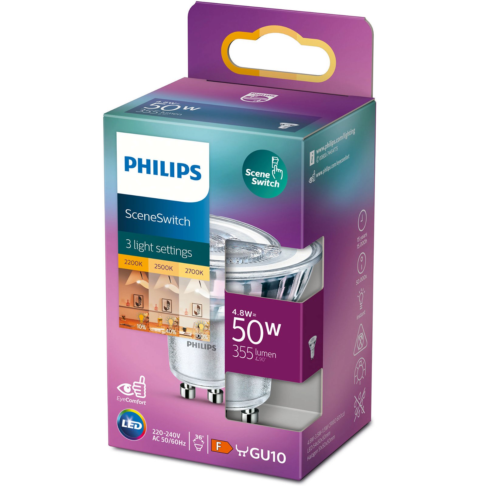 Läs mer om Philips LED SceneSwitch GU10 10-40-100% 50W 355lm