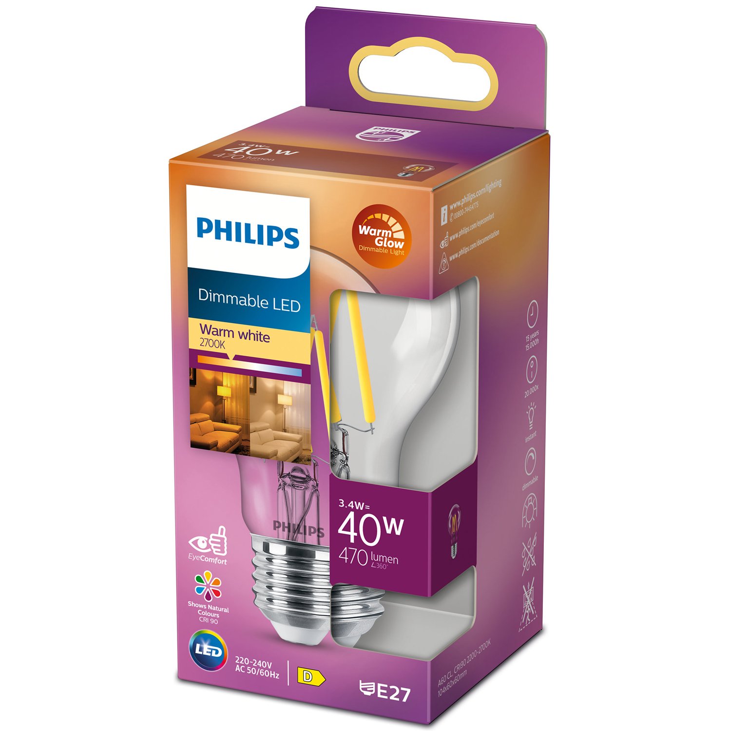Läs mer om Philips LED E27 Normal 3,4W