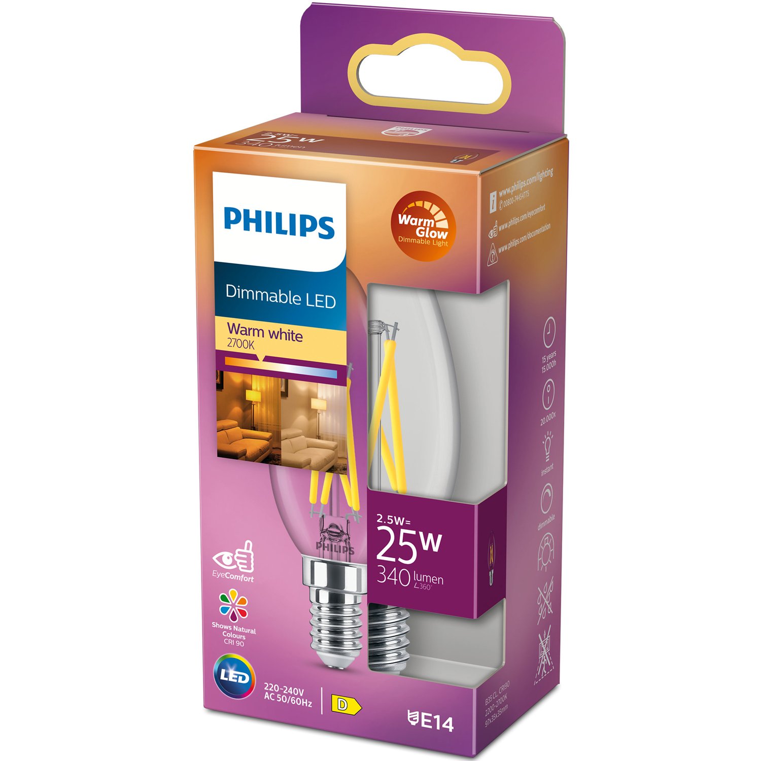 Läs mer om Philips LED E14 Kron 2,5W