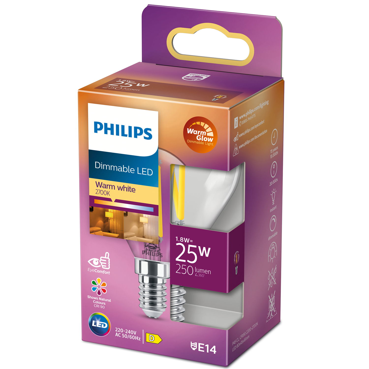 Läs mer om Philips LED E14 Klot 1,8W