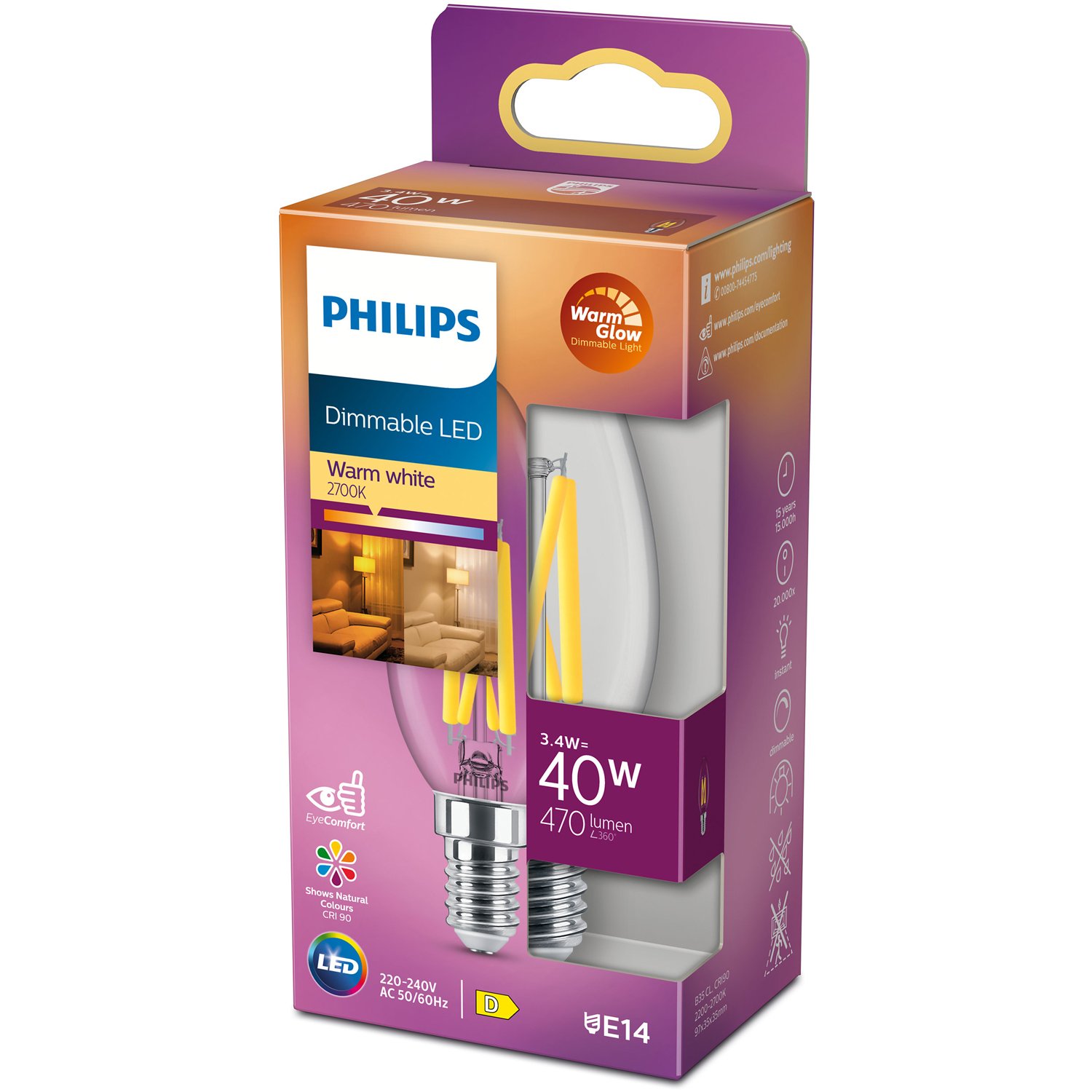 Läs mer om Philips LED E14 Kron 3,4W