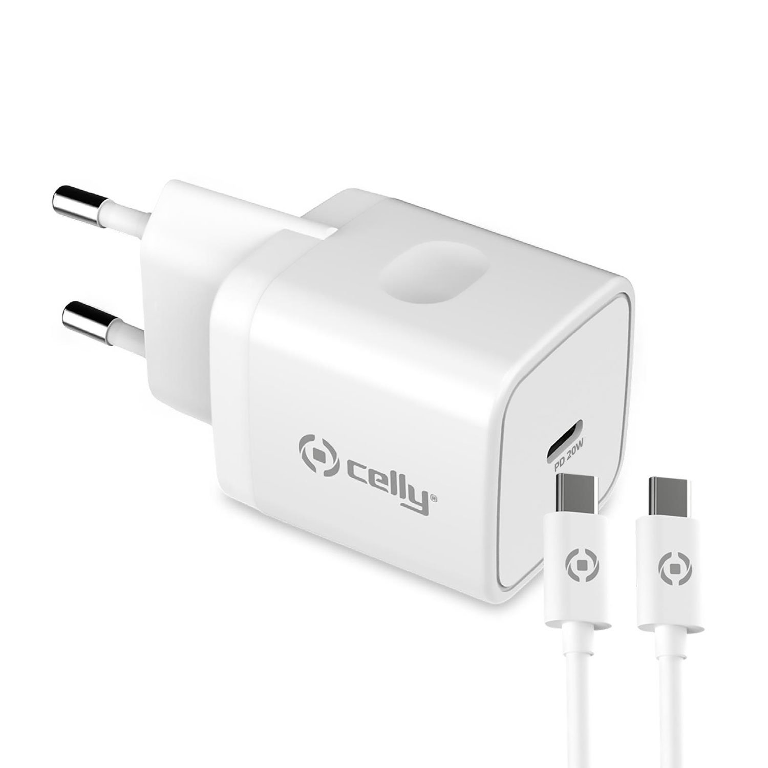 Läs mer om Celly USB-laddare USB-C PD 20W + USB-C-kabel