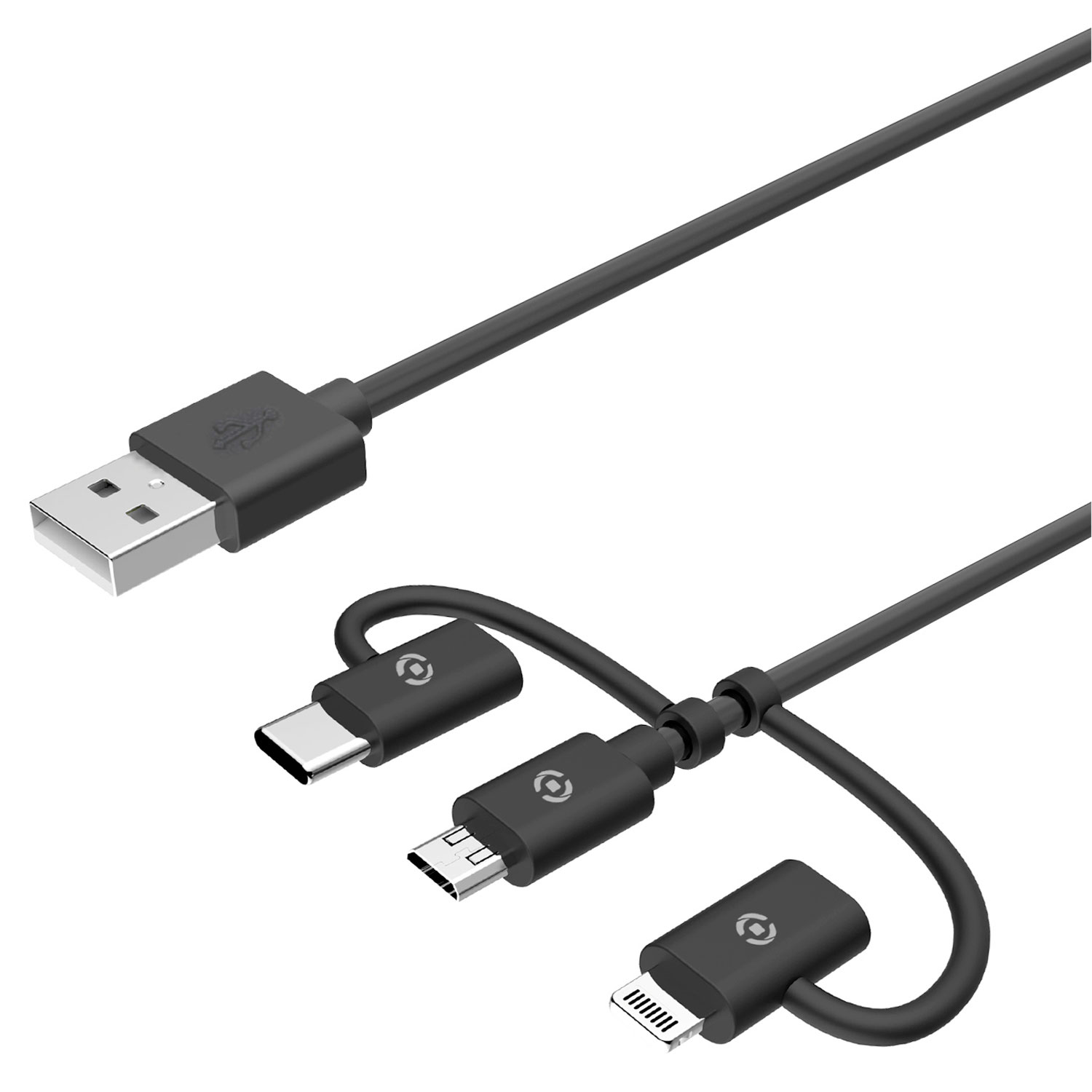 Läs mer om Celly 3-i-1-kabel MicroUSB / Lightning / USB-C 1m