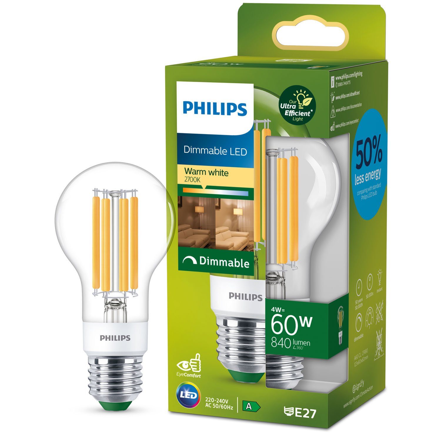 Läs mer om Philips LED E27 Normal 4W