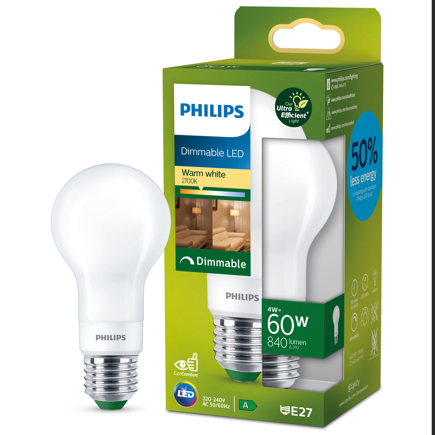 Läs mer om Philips LED E27 Normal 4W