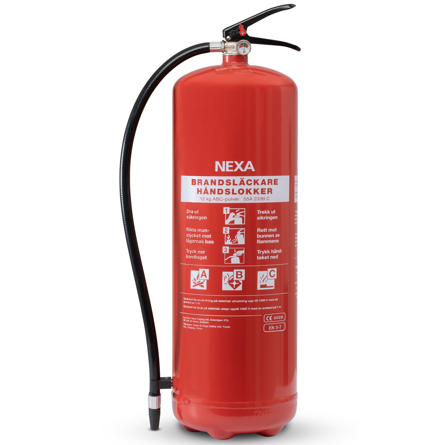 Nexa Brandsläckare Pulver Röd 12kg 55A 233B C