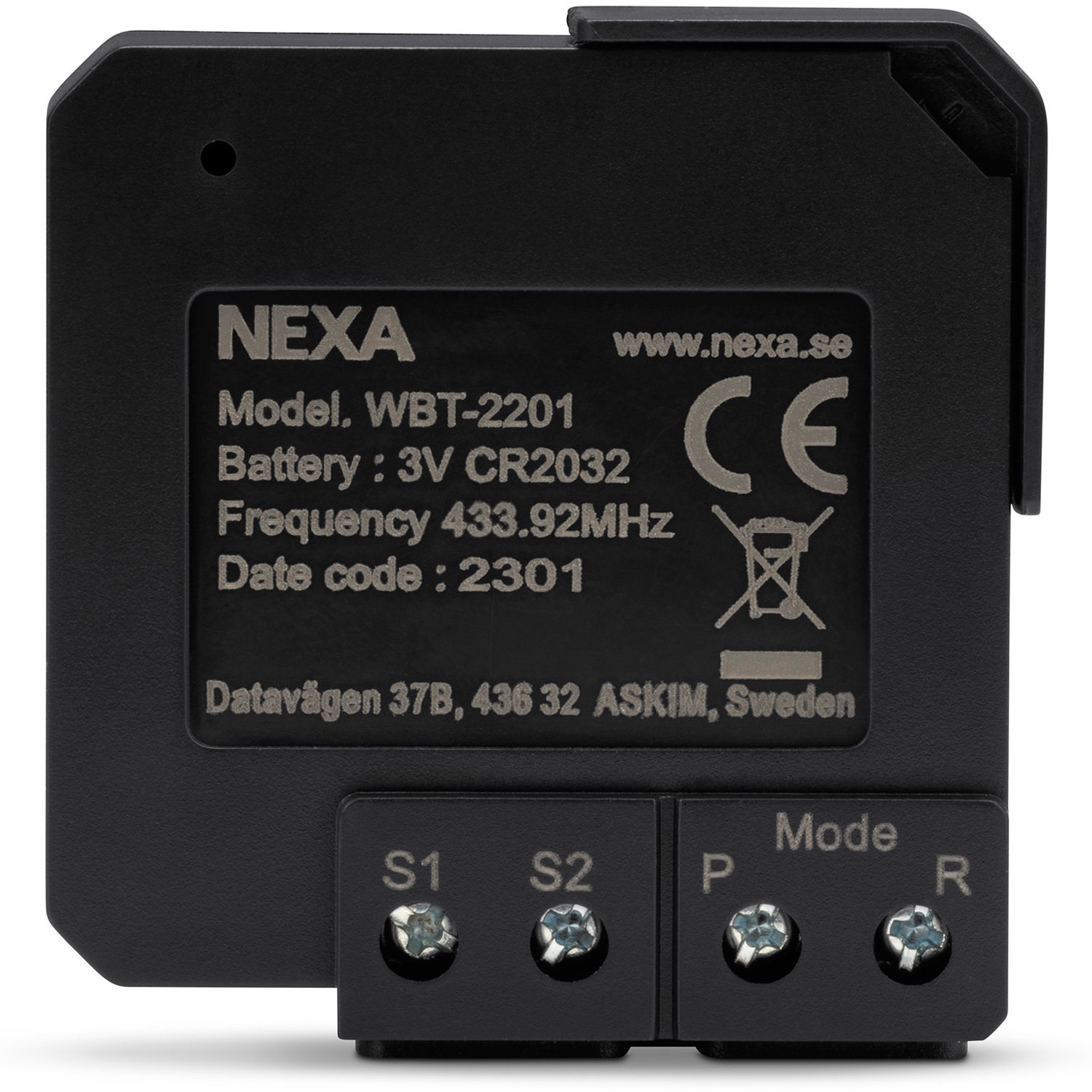 Nexa WBT-2201 Inbyggnadsändare batteri På/Av/Dimmer 2 kanaler