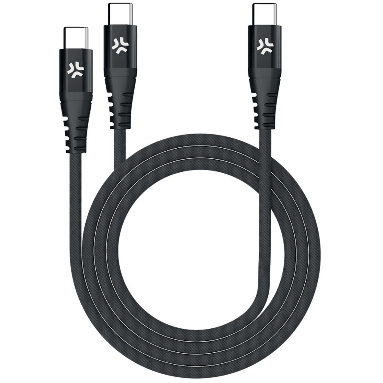Celly USB-C - 2x USB-C-kabel 100W PD 1,3m Svart