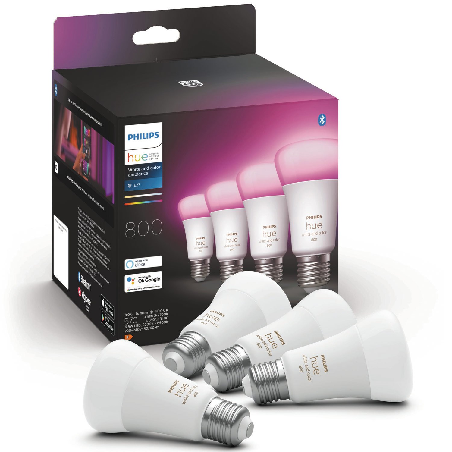 Philips Hue White Color Ambiance E27 4-pack