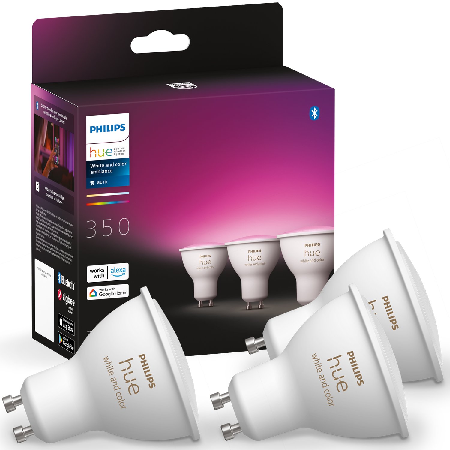 Läs mer om Philips Hue White and Color Ambiance GU10 3-pack