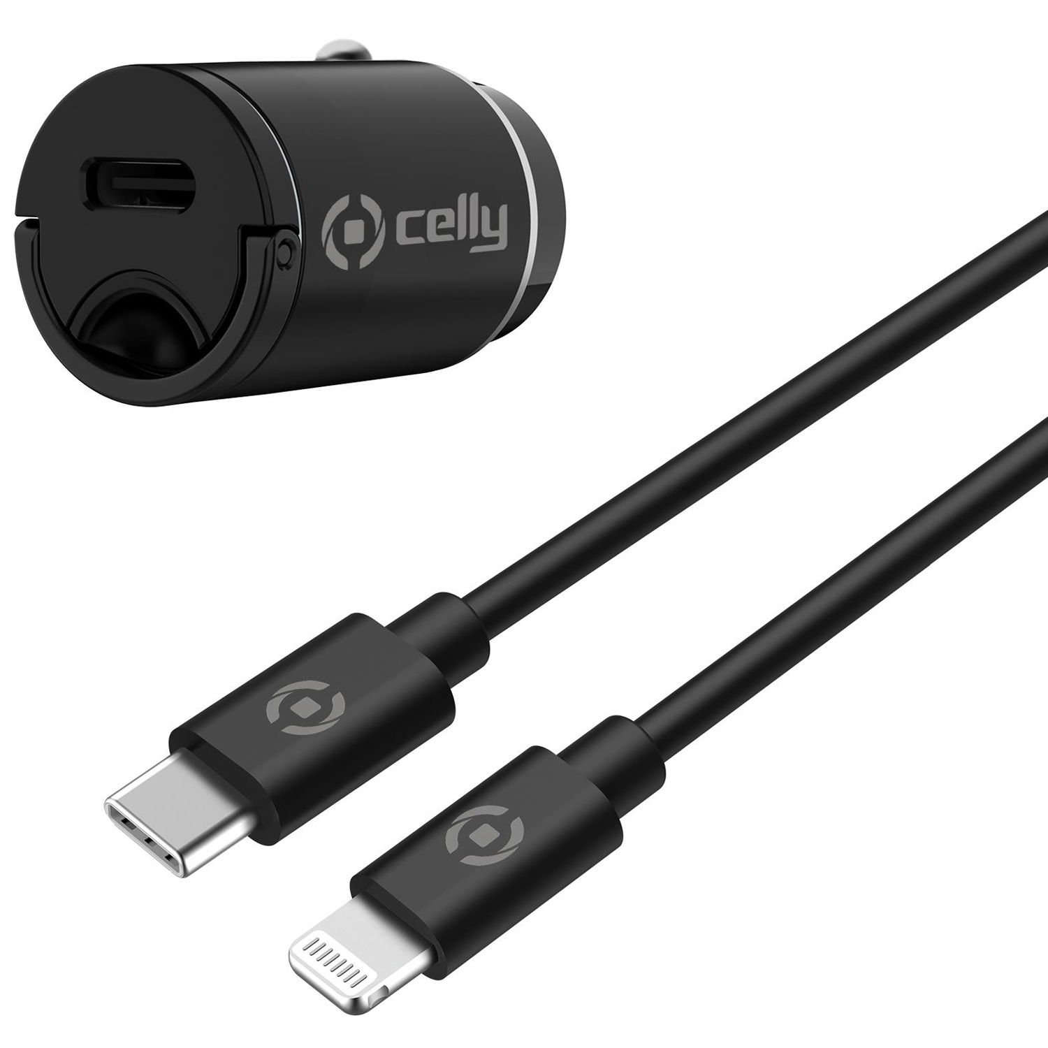 Läs mer om Celly Billaddare Mini USB-C PD 20W + USB-C till Lightning-kabel