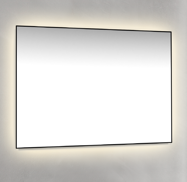 Macro Design Spegel Badrumsmöbel Belysning : Med Ambilight BADRUMSMÖBEL Spegel : Med Svart Ram BADRUMSMÖBEL Bredd CM : 100 cm