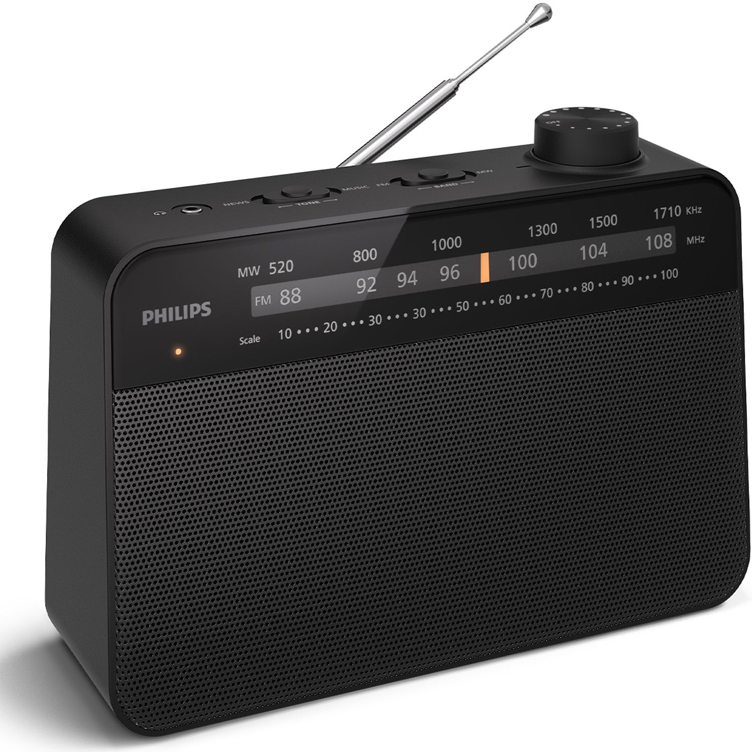 Läs mer om Philips Bärbar analog FM/MW-radio TAR2509. Nät- eller batteridriven.