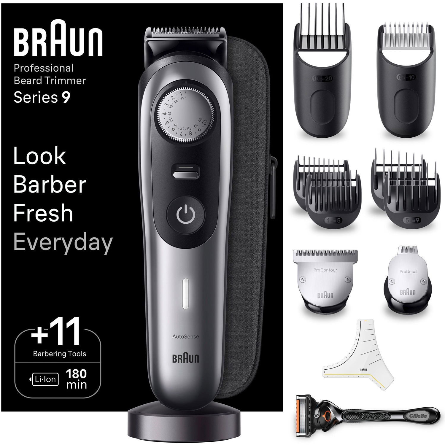 Läs mer om Braun Skäggtrimmer Satin Chrome BT9440